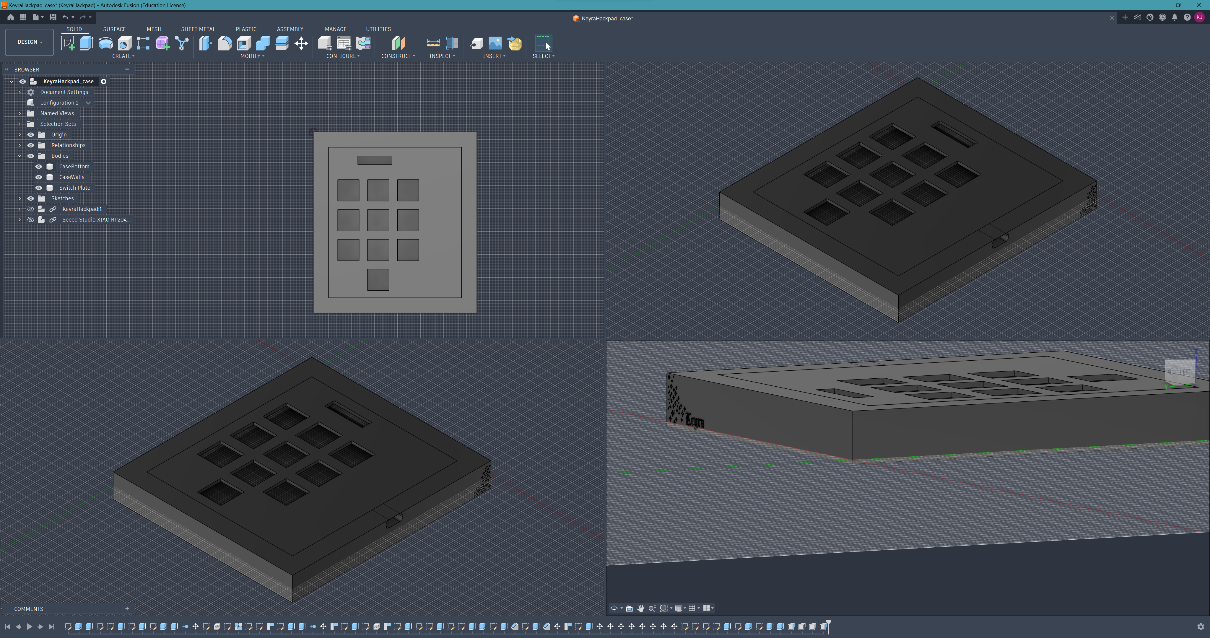 KeyraHackpad custom case design in Fusion 360